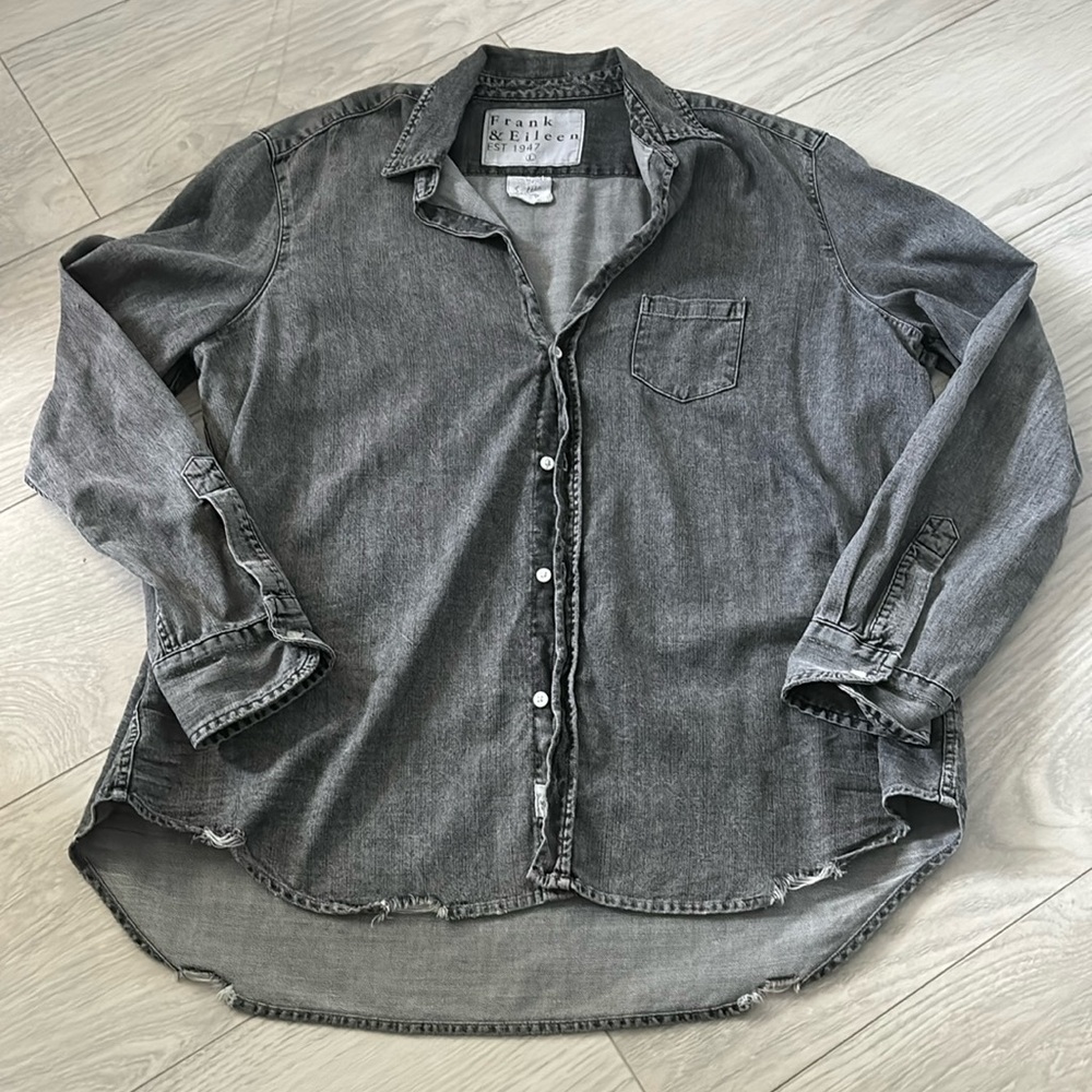 Frank & Eileen Washed Black Denim Button-Down Shirt